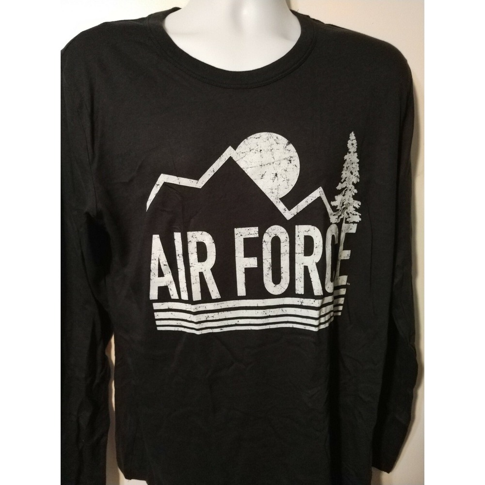 Alma Mater Air Force Long Sleeve Graphic T-Shirt Black Mountain Mens Large NEW